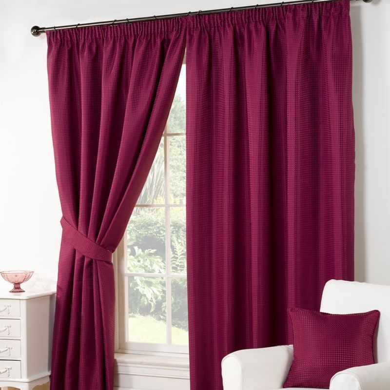 Waffle Curtains (66" Width x 90" Drop) - Aubergine